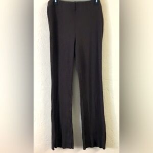 H&M Ribbed Straight Leg Stretch Pants XL Brown Pull On Style